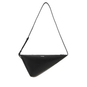 Jil Sander Men Black Leather Triangle Crossbody Bag